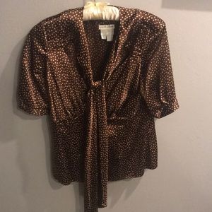 Brown polka dot blouse